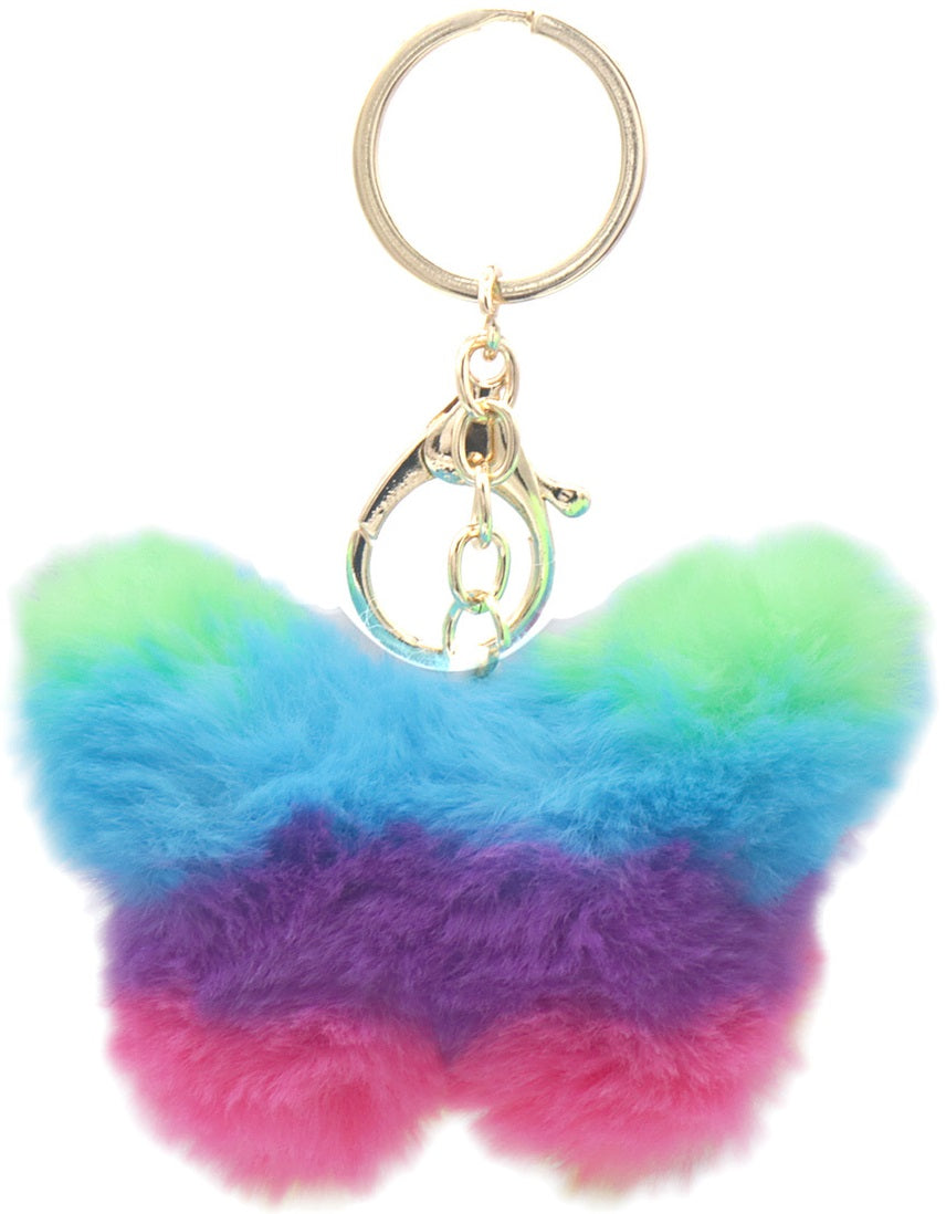 fluffy butterfly keychain