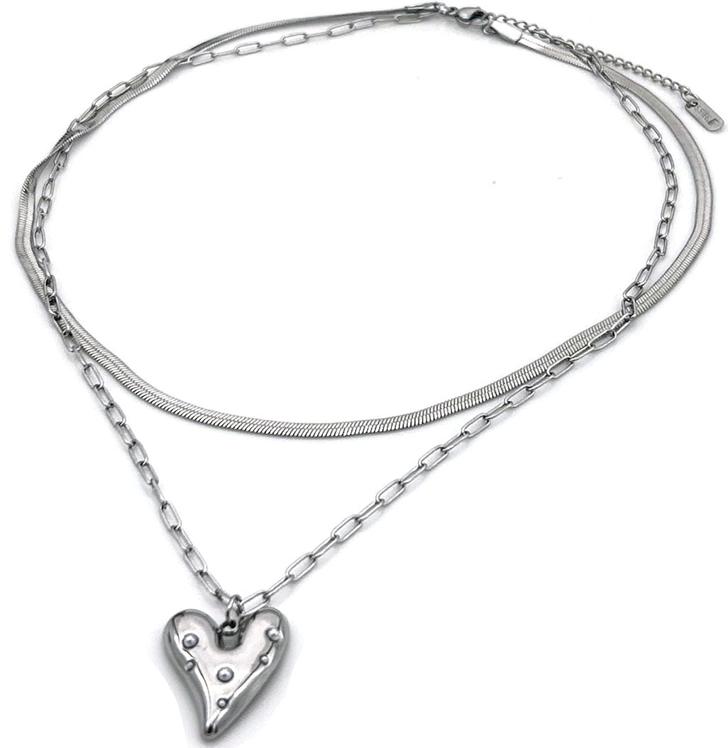 layered heart necklace