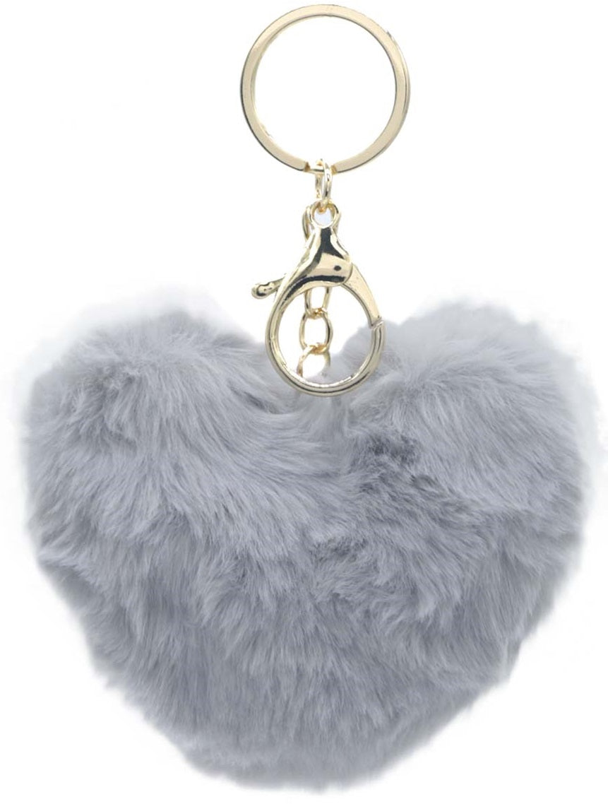 fluffy heart keychain