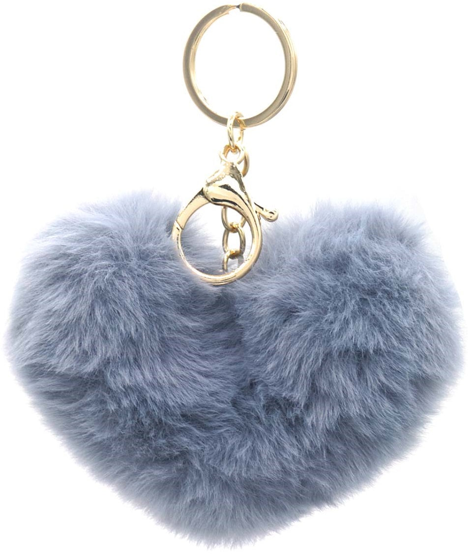 fluffy heart keychain