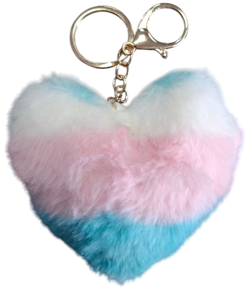 fluffy heart keychain
