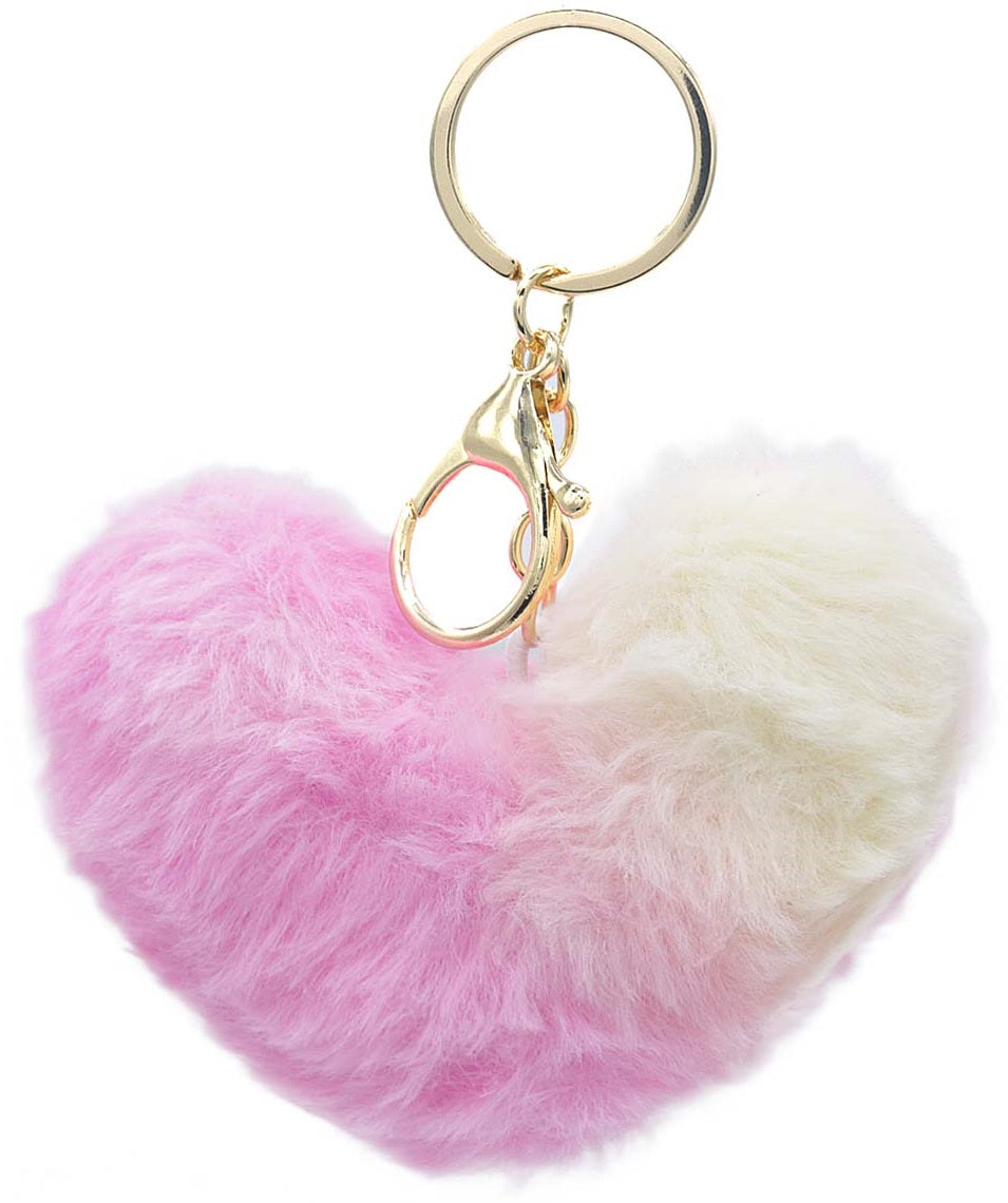 fluffy heart keychain