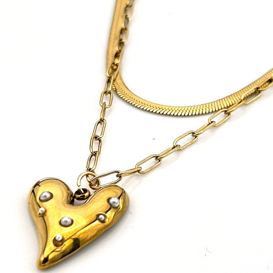 layered heart necklace