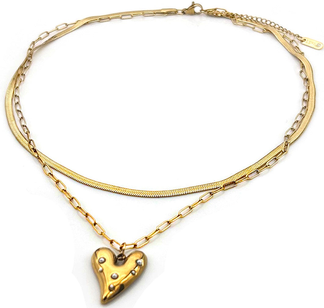 layered heart necklace