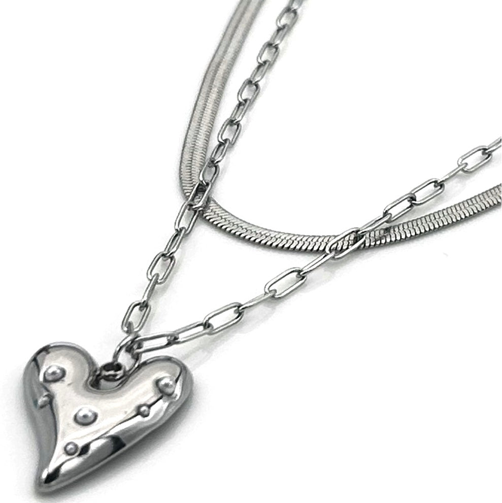 layered heart necklace